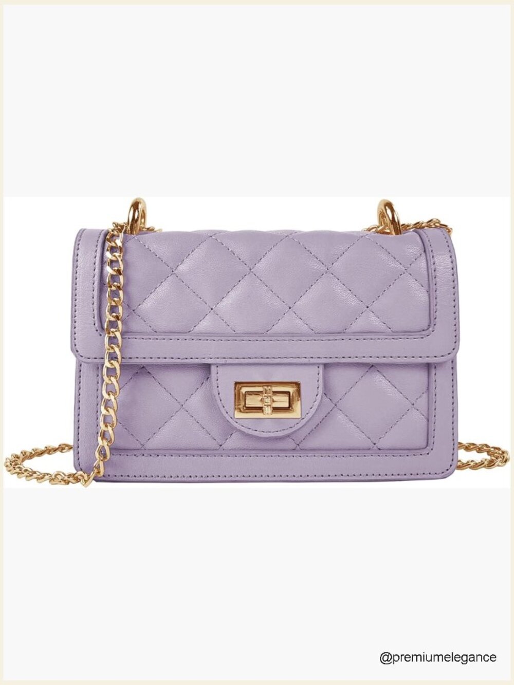 Quilted Crossbody Bag with Chain Strap, Small Mini Shoulder Purse, Faux Leather